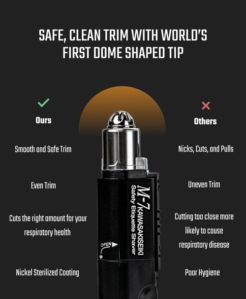 M-7 Nose Hair Trimmer – Multifunctional Nose, Ears and Eyebrows Hair Trimmer for Men with Nickel Sterilized Coating and Self-Cleaning Water Resistant Design – Travel Pouch Included