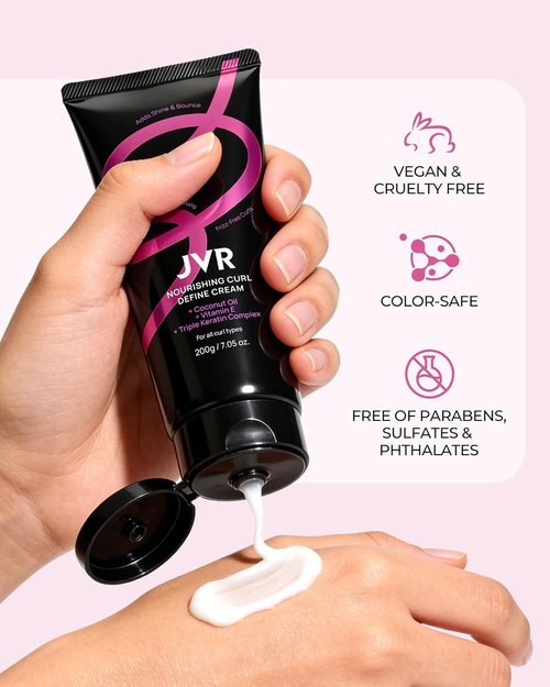 JVR Curl Defining Cream - 2-in-1 Curl Styling & Moisturizing Cream for Curly Hair, 7.05oz | Softens & Controls Frizz