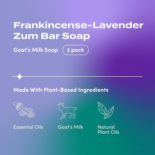 Indigo Wild Goat's Milk Soap Bar - Nourishing Essential Oils for Hands & Body - 3 oz | Frankincense-Lavender (3 Pack)