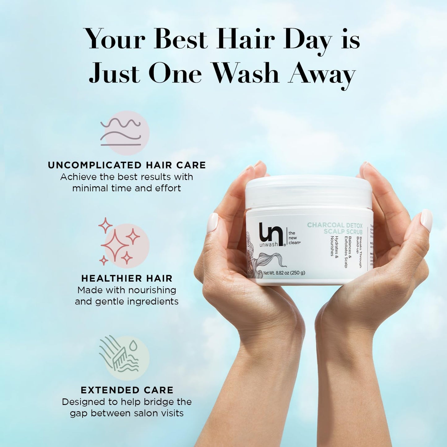 Unwash Charcoal Detox Scalp Scrub - Detoxify & Exfoliate Dry, Itchy Scalps | Paraben-Free, 8.82 oz