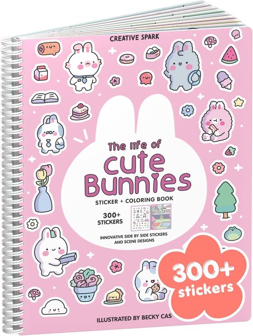 Cupkin Kids Sticker Book - 300+ Cute Bunny Stickers | Toddler Travel Coloring Fun for Ages 2-8