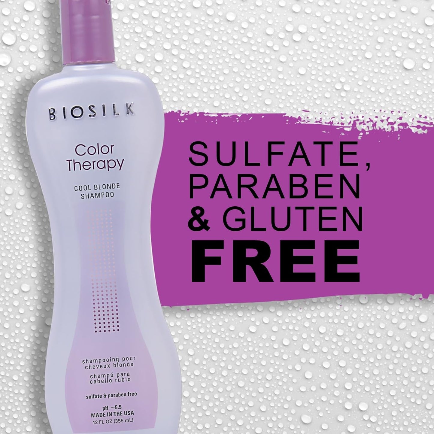 BioSilk Color Therapy Cool Blonde Shampoo - Protects Highlighted Hair & Balances Brassy Tones | 12 Oz
