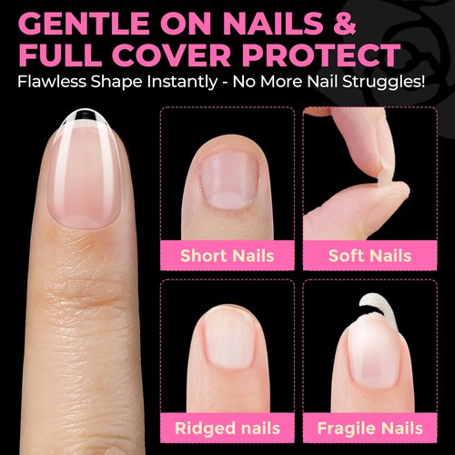 UNA GELLA Extra Short Almond Nail Tips Full Cover 504PCS Gel Nail Tips Short Almond Shaped Nails Tips Soft Gelly Gel Clear Fake Nails Tip for Acrylic Nail Tip Soak Off Home DIY Salon Nails 12 Sizes