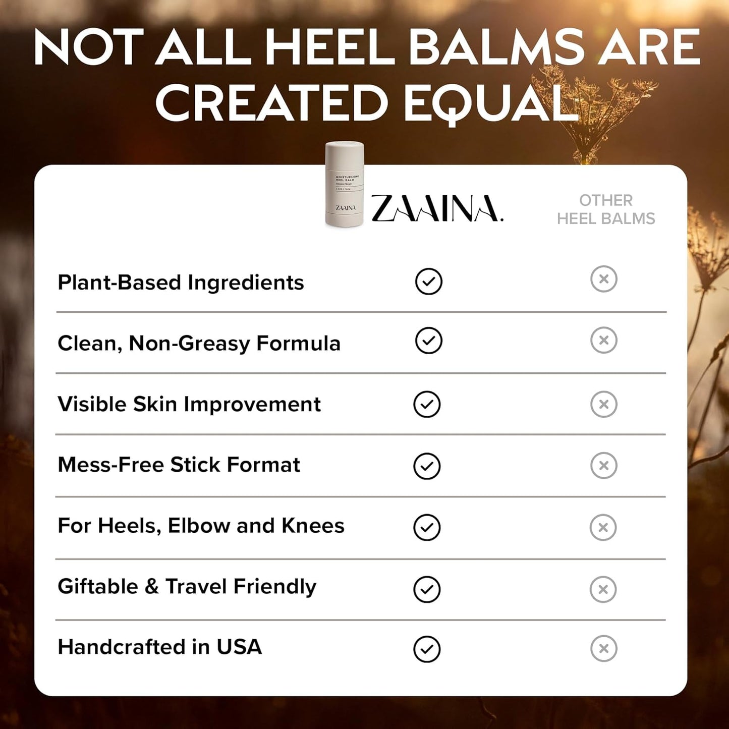 ZAAINA Intensive Heel Balm Stick - Miracle Foot Repair Cream for Dry, Cracked Feet - 2.5 oz Tube