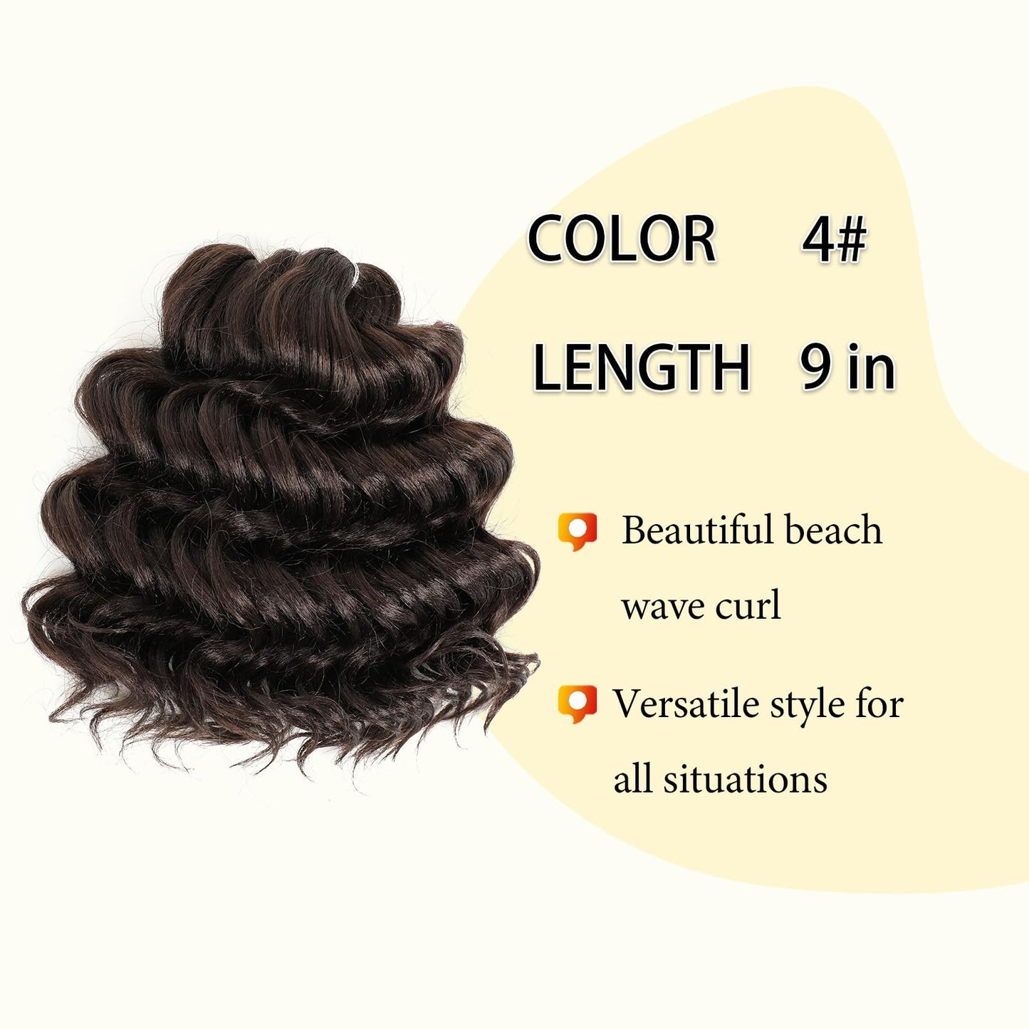 Curly Braiding Hair 9inch Ocean Wave Crochet Hair 7Packs Deep Wave Crochet Hair for Black Women Beach Curl Crochet Hair Extensions (9inch, 4)…