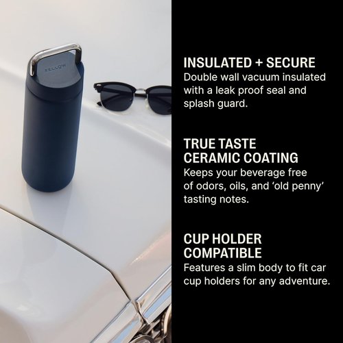 Fellow 20 oz Carter Carry Water Bottle - Vacuum Insulated, Leak-Proof, Dishwasher Safe | Stone Blue