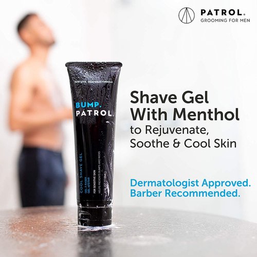 Bump Patrol Cool Shave Gel - Sensitive Formula with Menthol to Prevent Razor Burn & Ingrown Hairs - 4 Oz