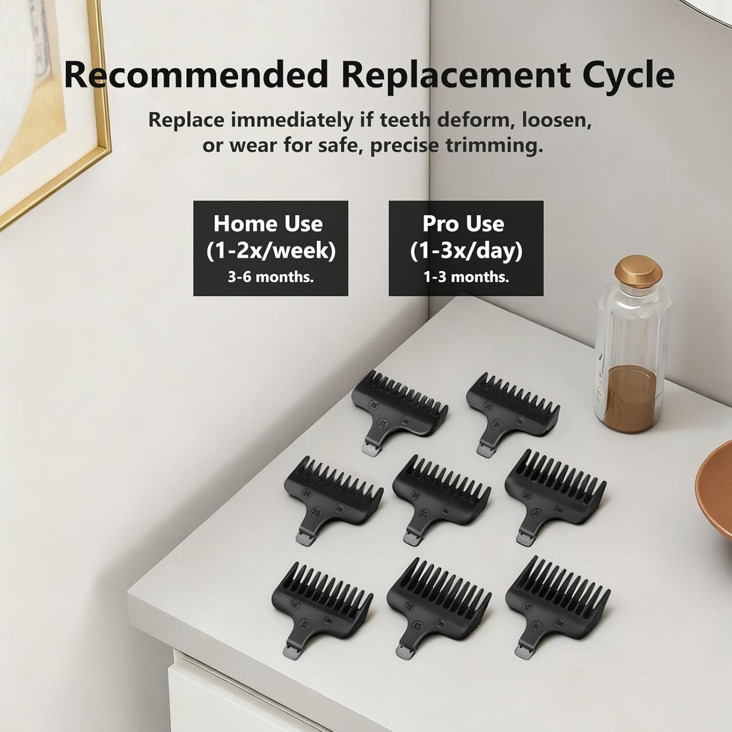 Wahl Beard Trimmer Guide Comb Set - 8 Full-Size Attachment Guards (1/16" to 1/2") for Precision Grooming