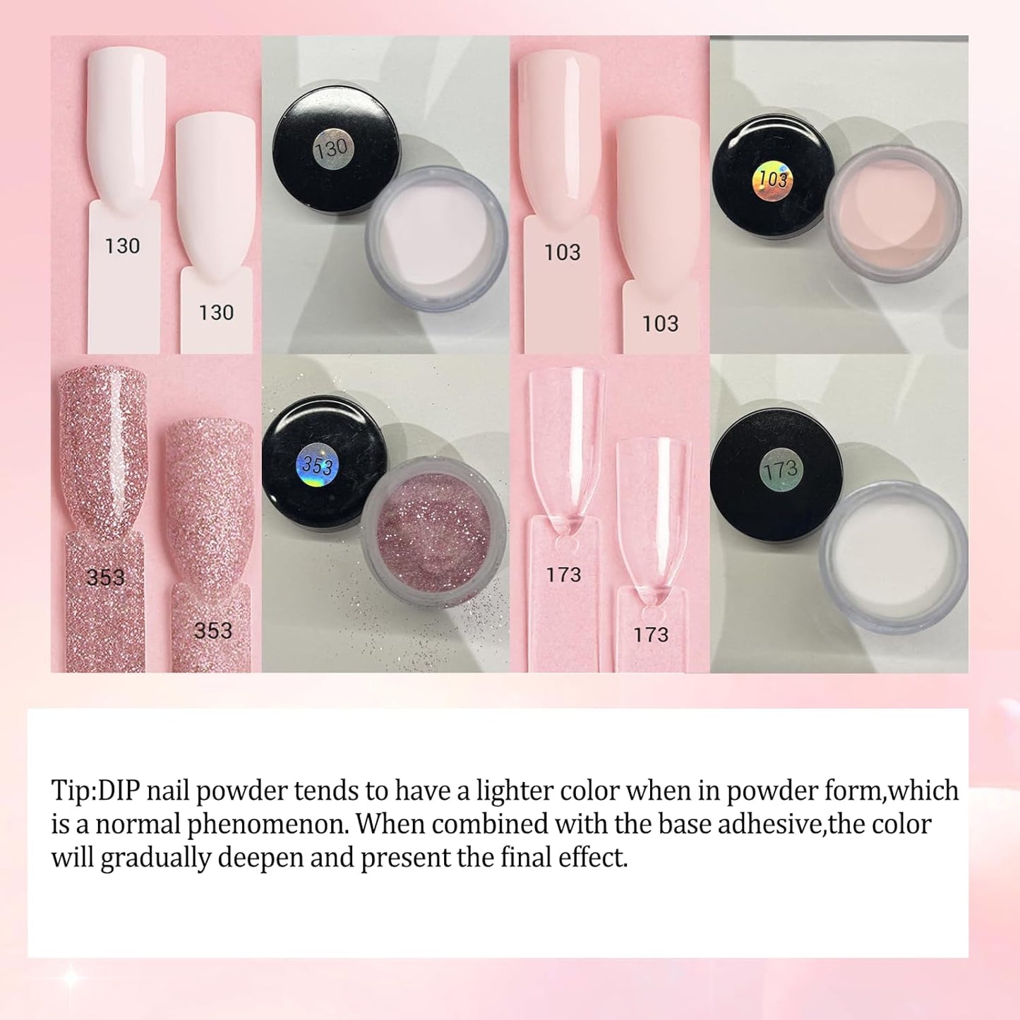 AZUREBEAUTY Dip Powder Nail Kit - 4 Colors Glitter Soft Pink French Nail Art | Base & Top Coat Included