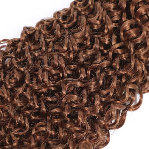 Color #30 Bundles Brown Kinky Curly Human Hair Bundles 8A Unprocessed Brazilian Virgin Remy Human Hair 3 Bundles 8 8 8 Inch Light Brown Curly Bundles Hair Extensions Brown Bundles
