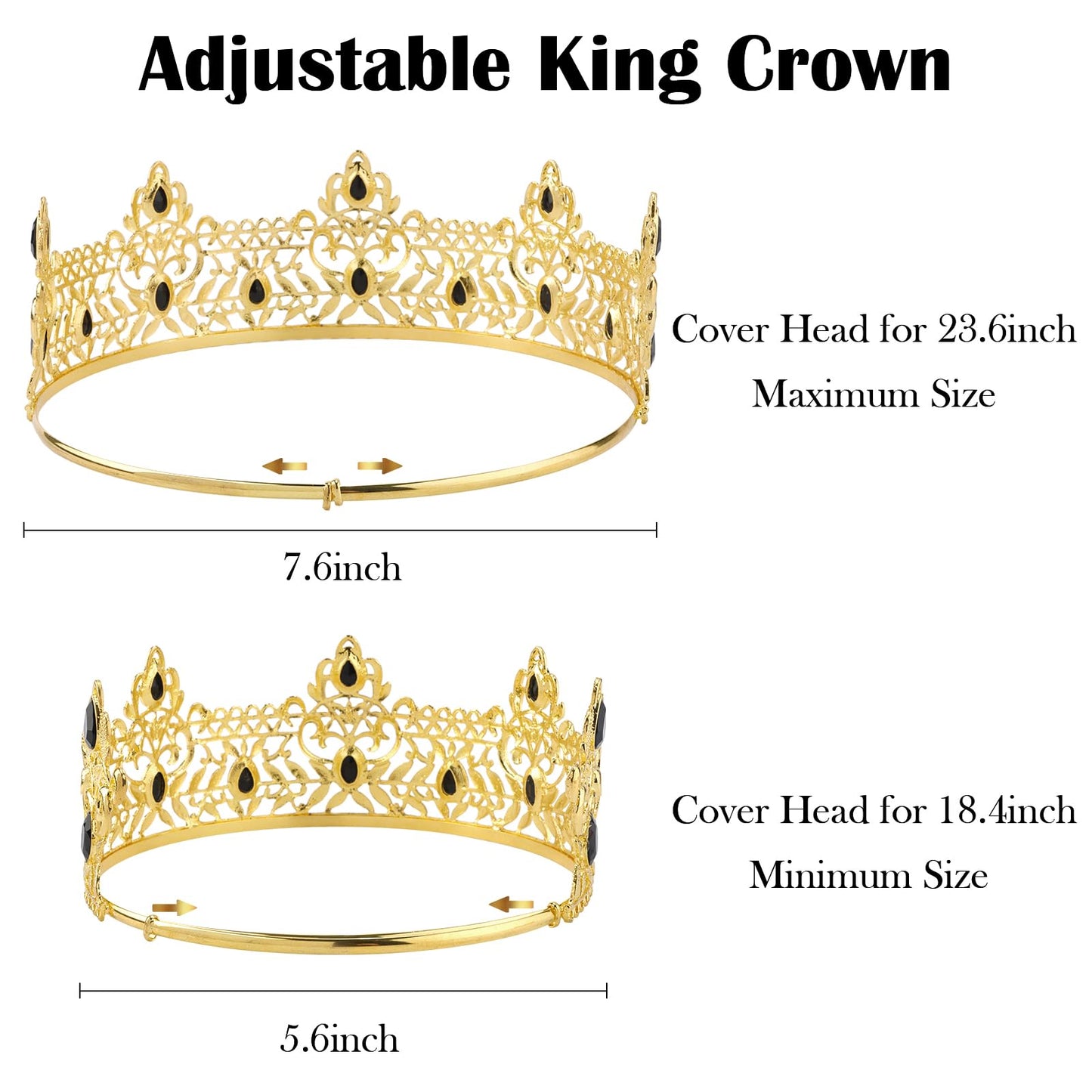 TOBATOBA King Crowns for Men, Gold Prom King Crown Medieval Crown Royal Crown Medieval Renaissance Costume Men Prince Crown Birthday Crown Boy Hair Accessories for Birthday Halloween Costume Cosplay