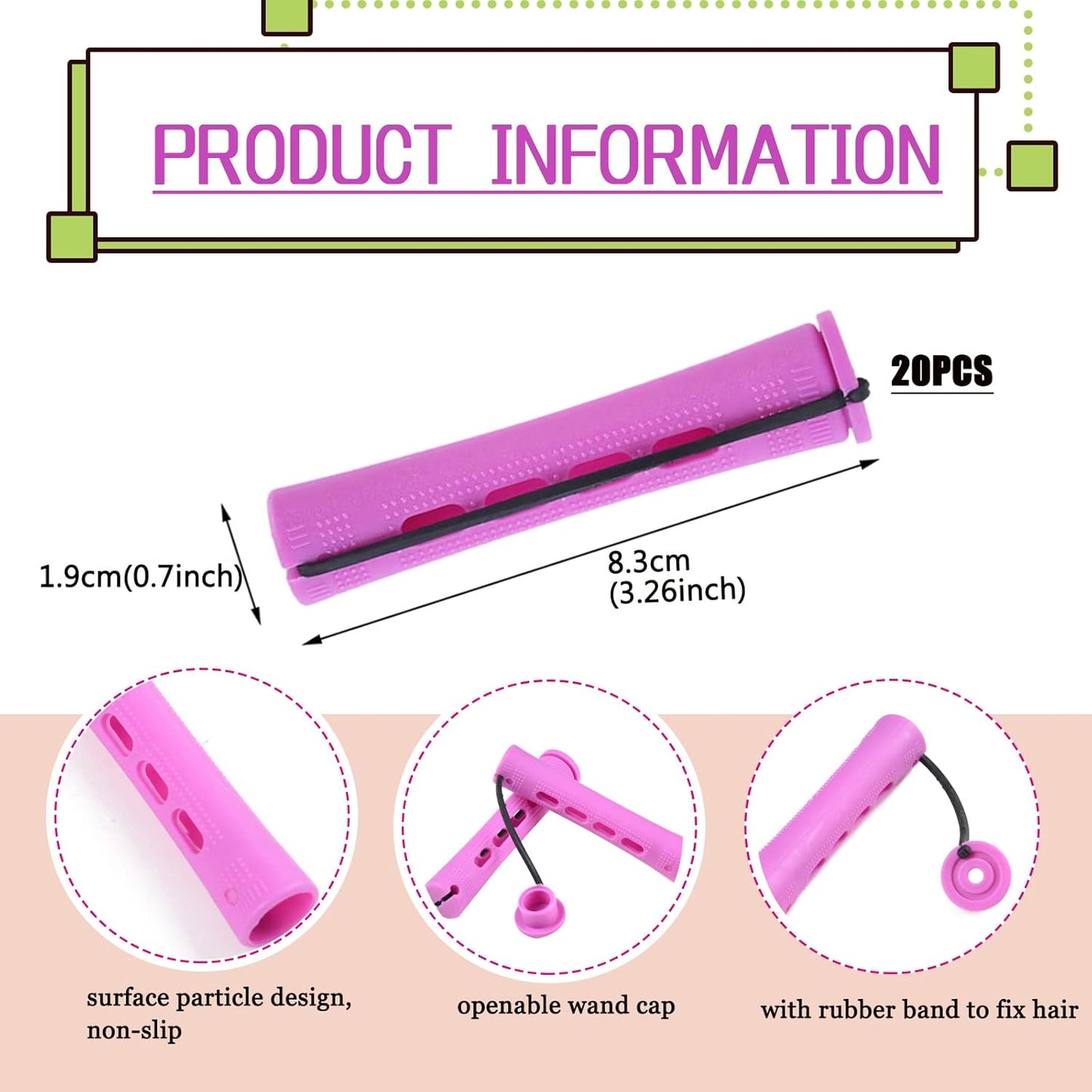 Skiennix 20-Piece Women's Perm Rods Set - Cold Wave Hair Rollers for All Hair Lengths | Purple