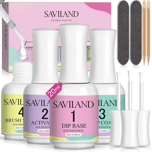 SAVILAND Dip Powder Liquid Set - 20 ml Ultimate Nail Dip System | No Curing Needed for DIY Manicure