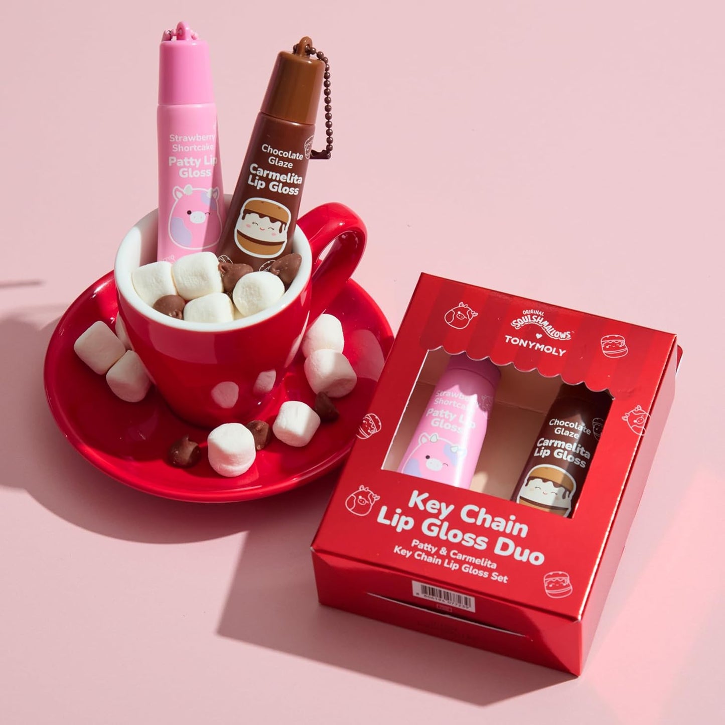 TONYMOLY Lip Gloss Gift Set - Hydrating Duo with Patty’s Strawberry Shortcake & Carmelita’s Chocolate Glaze | 2pc Holiday Edition