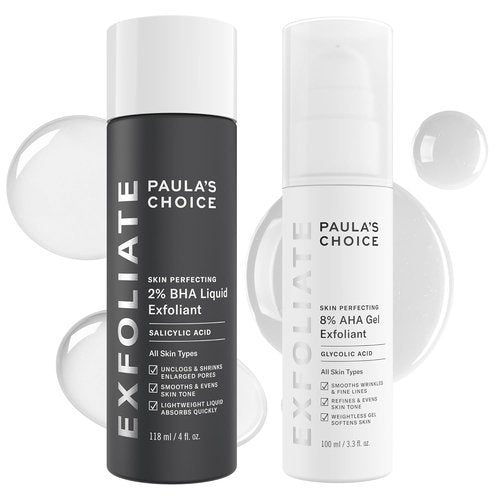 Paula's Choice Skin Perfecting AHA & BHA Exfoliant Duo - Gel & Liquid for Blackheads, Pores, Wrinkles