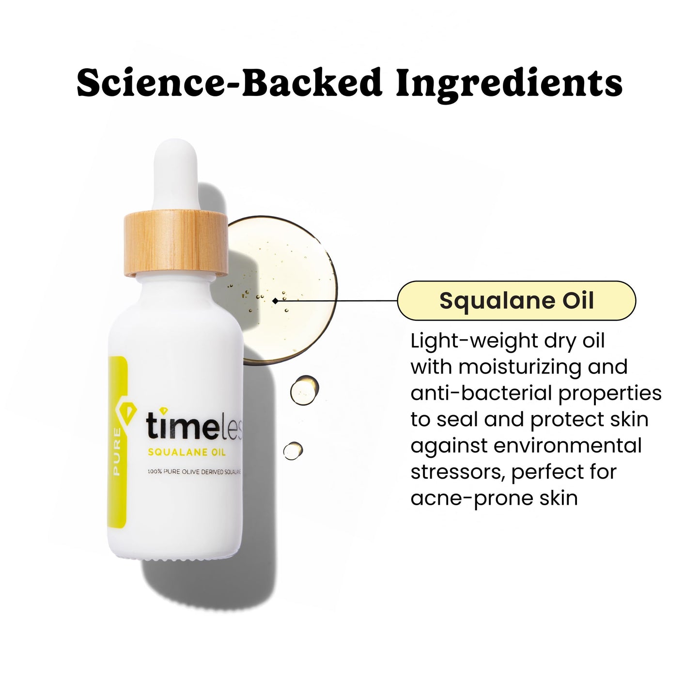 Timeless Skin Care Squalane Oil 100% Pure - Plant-Based Face Oil - Fragrance-Free - For Dry Skin - Moisturizing