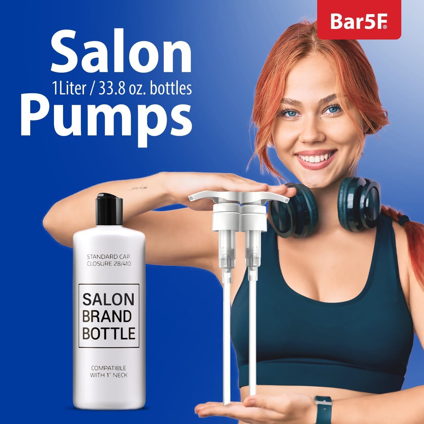 Skiennix Universal Shampoo & Conditioner Pump - 1L/33.8 oz. - Convenient White Dispenser Set
