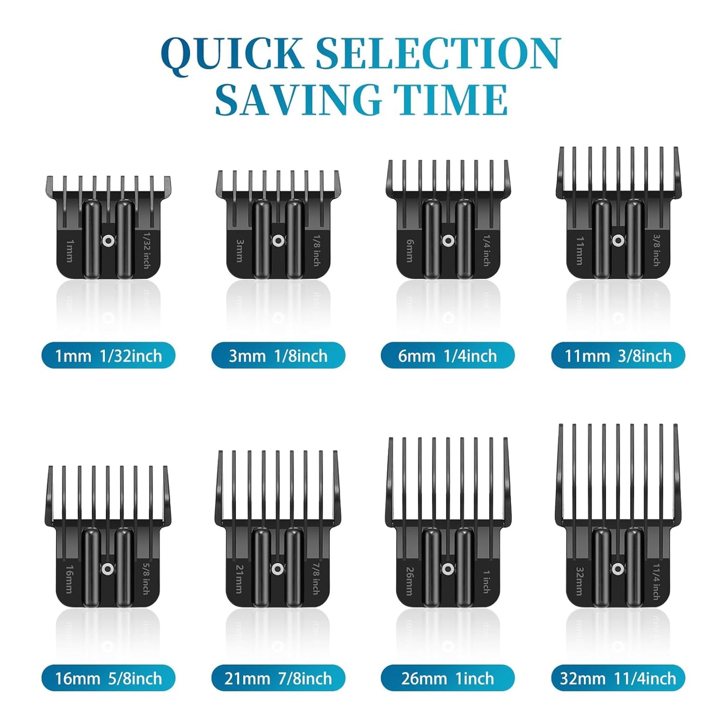 BaBylissPRO Premium Trimmer Guards - Replacement Set for FX787 & FX726 | 1/32-5/4 Inch with Organizer