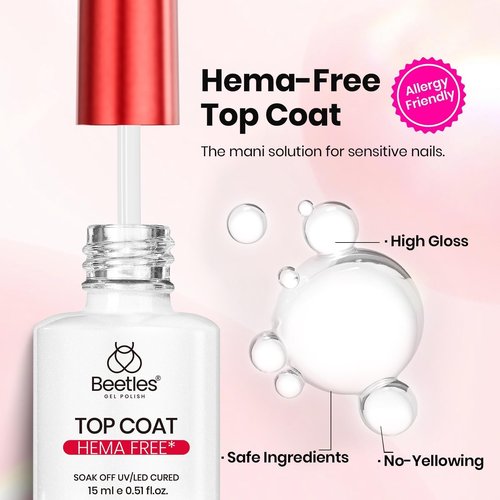 Beetles 4Pcs 15ml HEMA-Free Nail Tips Glue Kit with Builder Nail Gel, No Wipe Top Coat & Portable Nail Lamp, All-in-One Nail Extension Kit for Press on Nails False Nail Tips, DIY Salon Nails at Home