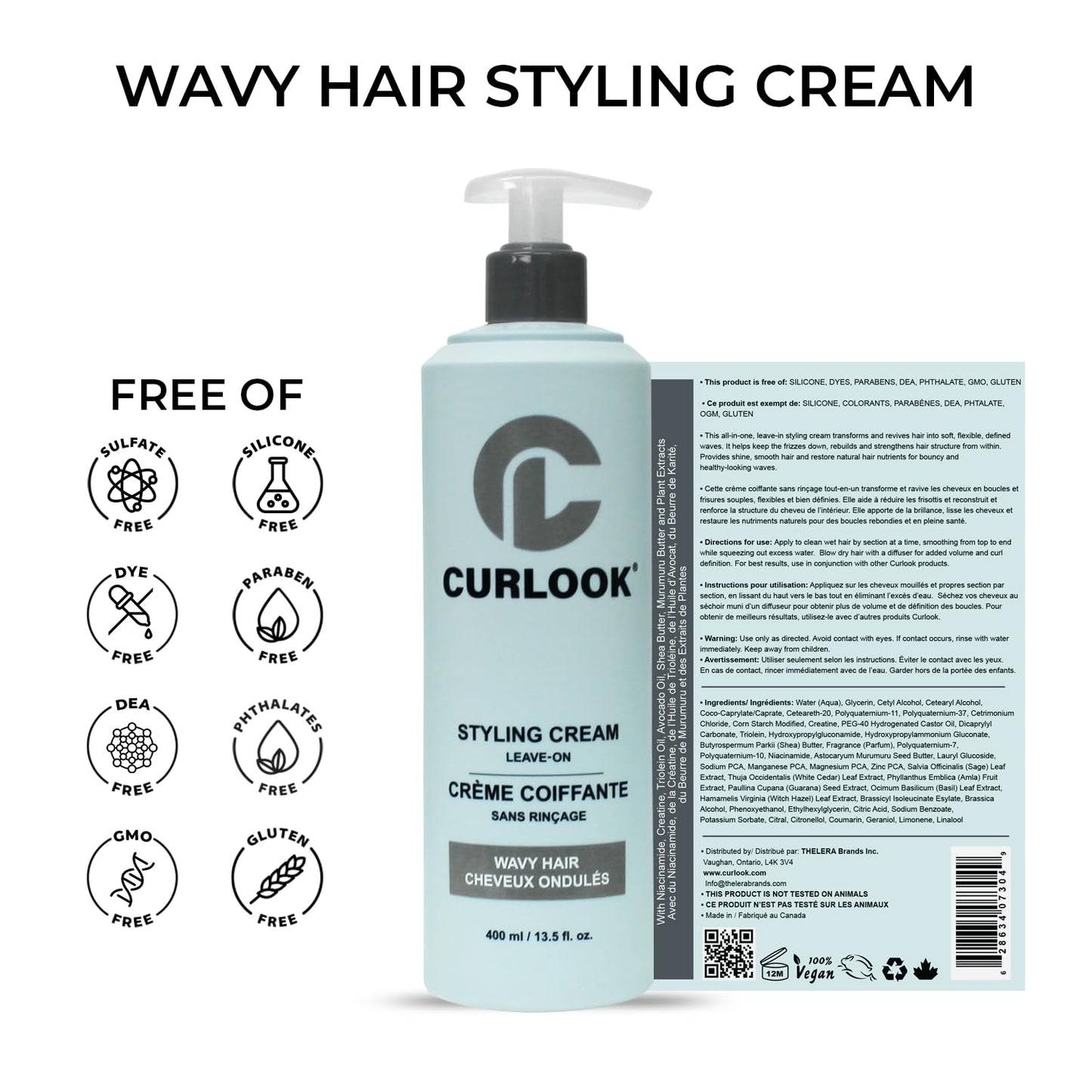 Skiennix Wavy Hair Styling Cream - Silicone-Free Formula for Soft, Defined Waves | 400ml