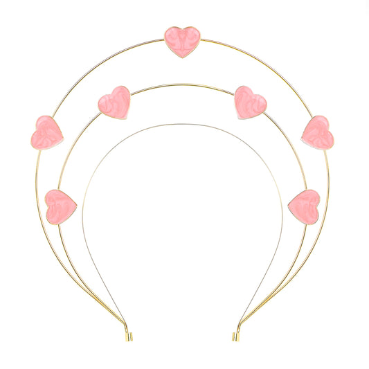 Zivyes Heart Headband Cupid Accessories Love Halo Crown Valentines Day Headbands Women Birthday Party Pink Heart Tiara