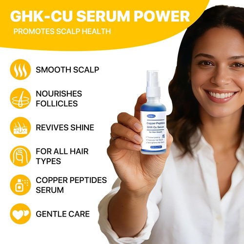 GHK-Cu Peptide Hair Serum - Copper Peptides for Soft, Shiny Hair | Non-Greasy, 1.69 Fl Oz