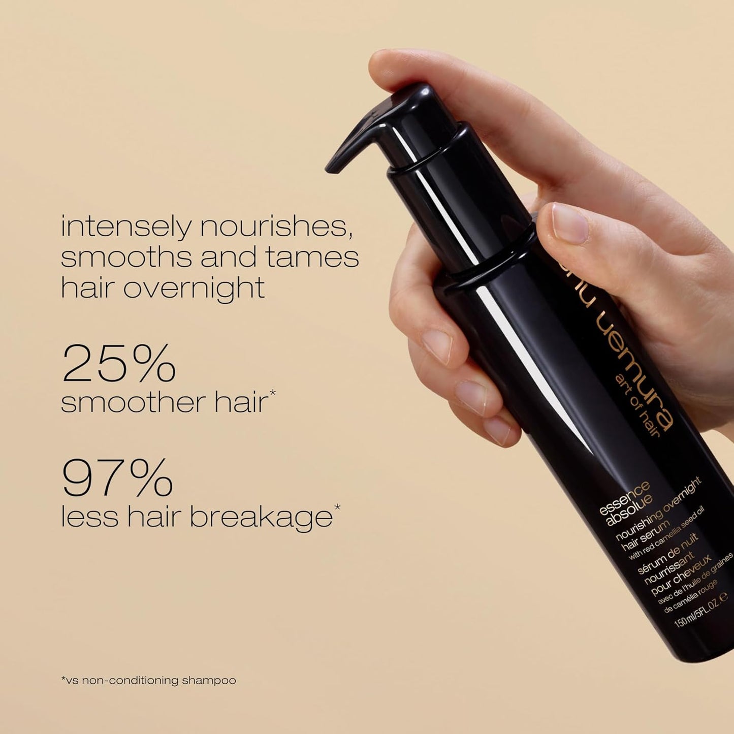 Shu Uemura Art of Hair Essence Absolue Nourishing Overnight Hair Serum - Hydrates, Detangles & Reduces Frizz | 1 Fl Oz