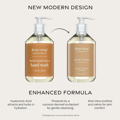 Deep Steep Liquid Hand Wash - Brown Sugar Vanilla, 17.6 oz | Moisturizing Cleanser with Olive Oil & Aloe Vera