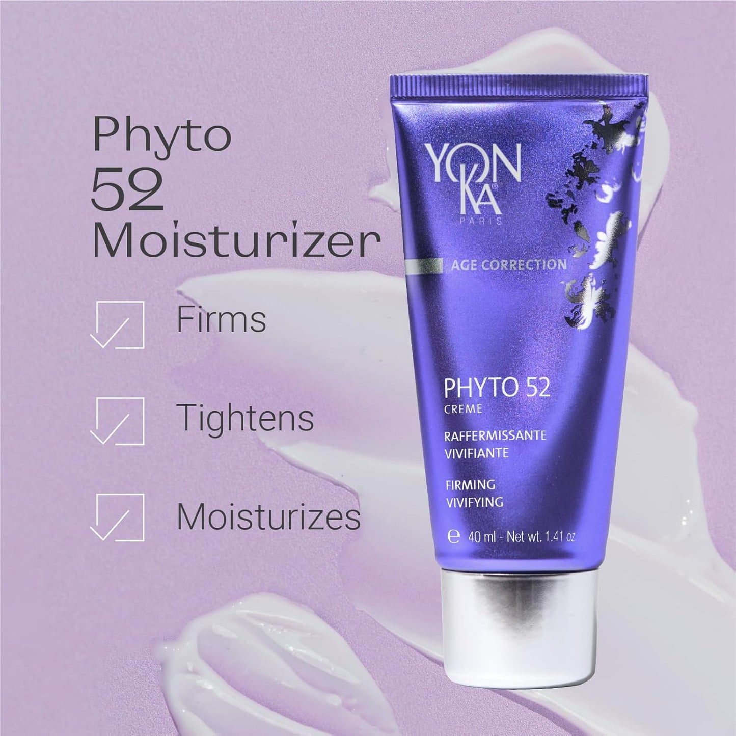 Yon-Ka Phyto 52 Skin Firming Cream - Anti-Aging Facial Moisturizer with Vitamin E | Paraben-Free | 1.41 oz