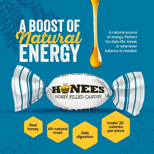 Honees Honey & Ginger Hard Candy - Natural Italian Treats with Real Honey & Ginger | 2.85 oz Pack