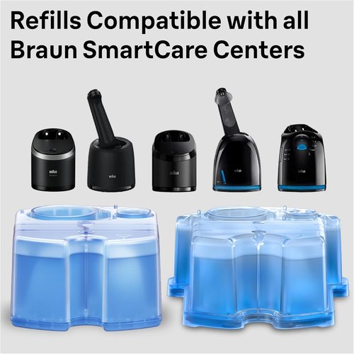 Braun Clean & Renew Refill Cartridges - Replacement Shaver Cleaner Liquid Solution | Pack of 4