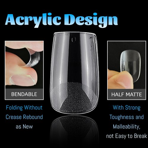 Lifextol 240pc Square Gel Nail Tips Short Fake Nails for Press on Nails Clear Acrylic Nails Tips, 12 Sizes Full Cover Nail tips Square Soft Gel Nail Tips False Nails Extension Artificial Fingernail