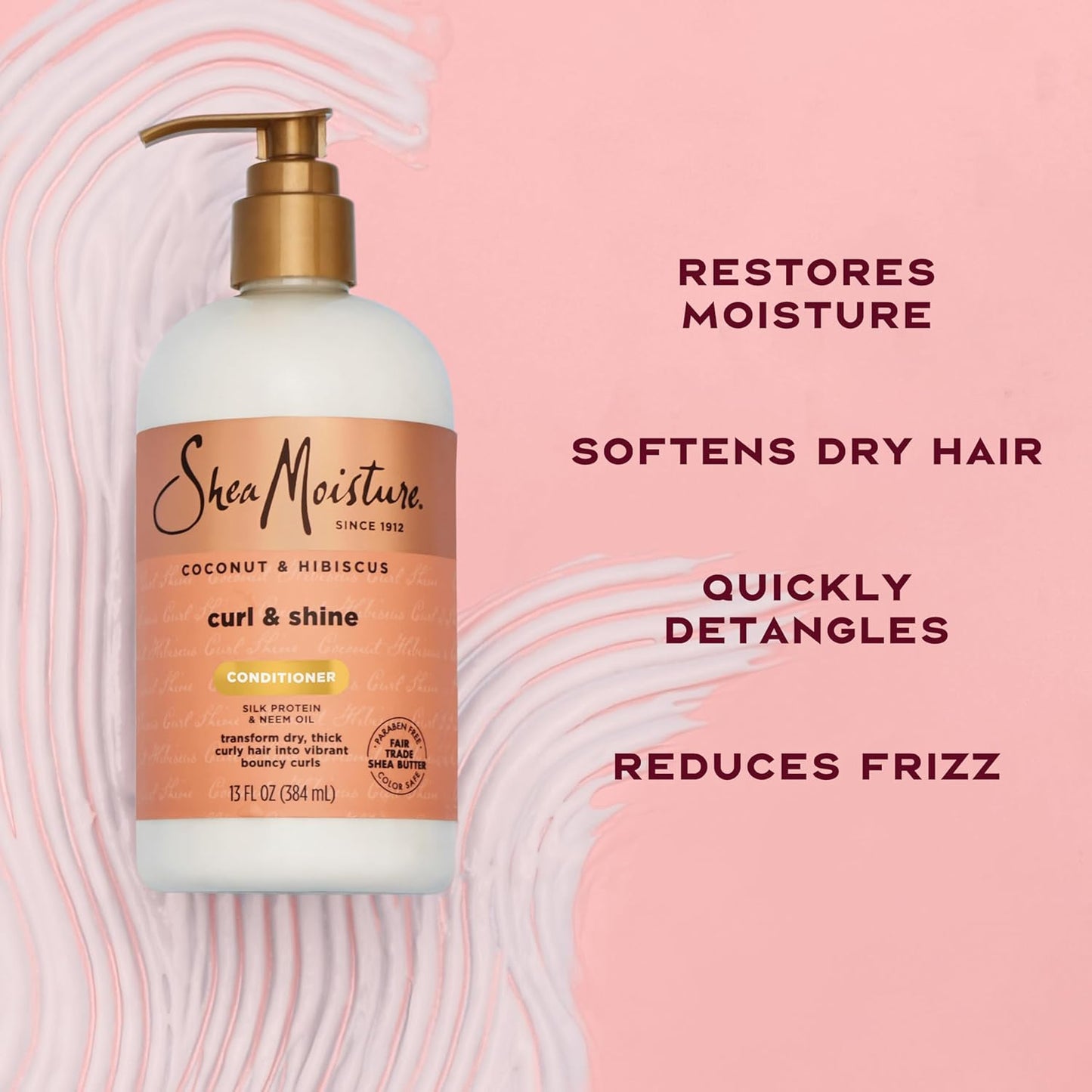 SheaMoisture Curl & Shine Conditioner - Coconut & Hibiscus for Thick, Curly Hair | 13 oz