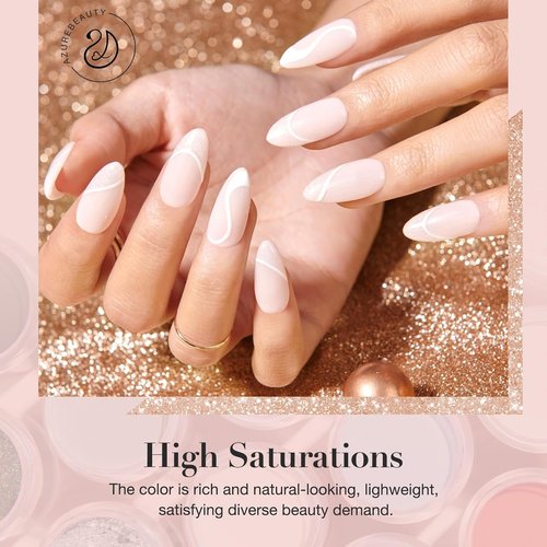 AZUREBEAUTY Dip Powder Nail Set - Light Pink & Champagne Shimmer | 6 Colors for DIY Manicure