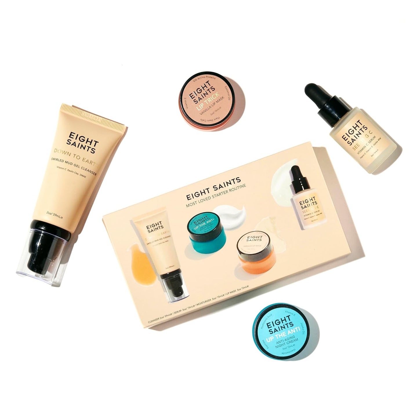 Eight Saints Skincare Most Loved Set - Face Wash, Vitamin C Serum, Niacinamide Cream & Lip Mask