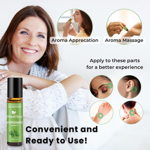 Peppermint Essential Oil Roll-On | 100% Pure Natural Relief for Migraines & Nausea | 10ml