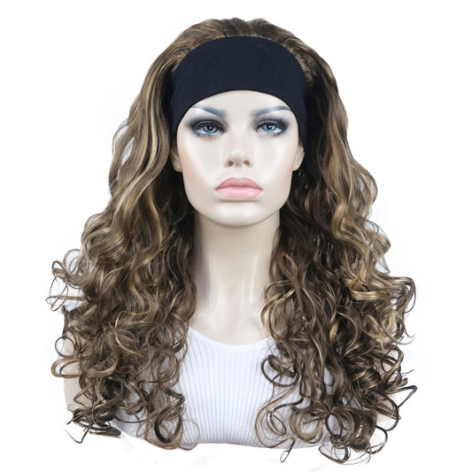 Aimole Long 22" Curly 3/4 Women Wigs With Headband Soft Layered Wig Heat Resisting Fiber Synthetic Hair (L10-124)