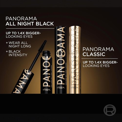 L'Oreal Paris Voluminous Panorama Mascara - Lengthening & Volumizing Formula | All Night Black, 0.33 Fl Oz