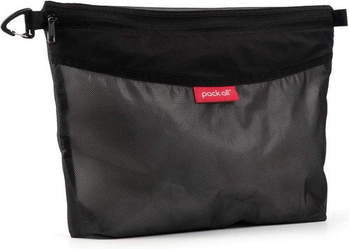 Pack All Water-Resistant Zipper Pouch - Large Black Mesh Storage Bag for Travel & Office