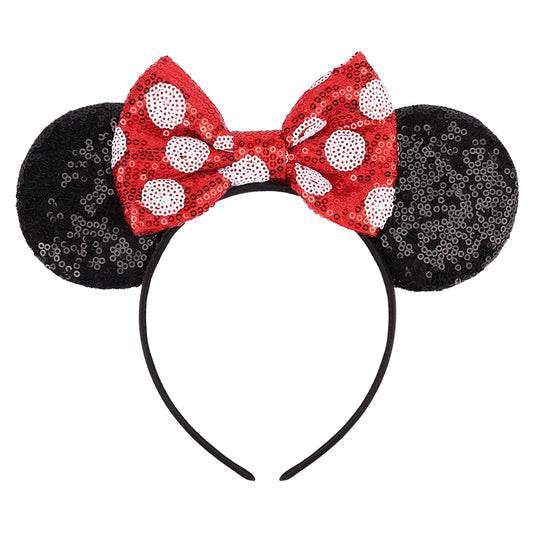 AQOKKA 1 Pcs Mouse Ears Headbands with Bow for Birthday Party, Hair Hoop Party Decoration Cosplay Costume Hair Accessories for Women & Girls