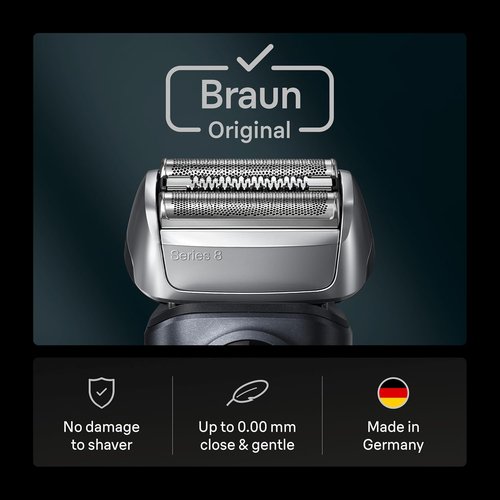 Braun Series 8 83M Electric Shaver Head Replacement Cassette - Silver Finish for Precision Shaving