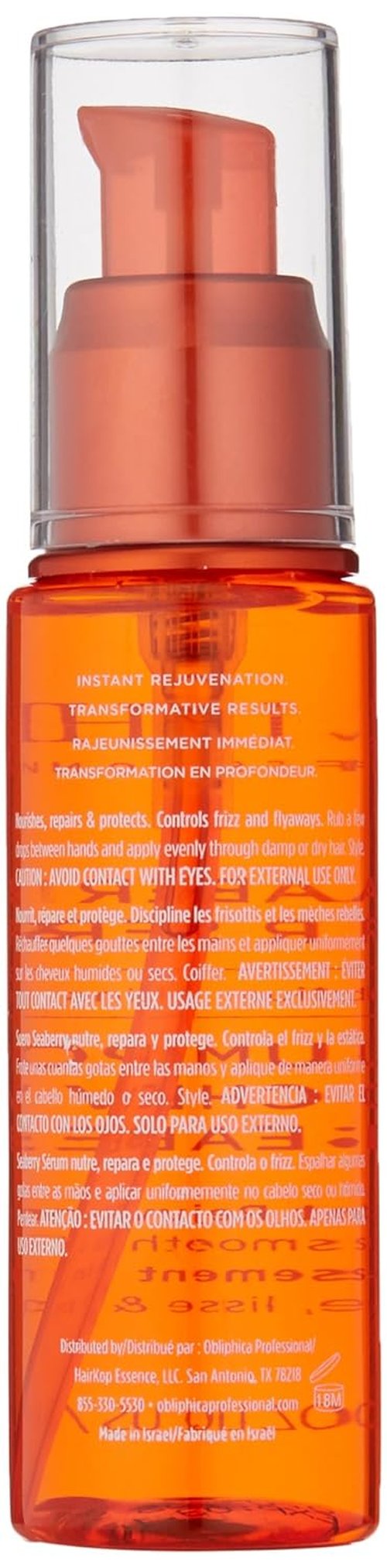 Obliphica Seaberry Leave-In Hair Serum - Nourishing Formula for Frizz-Free Fine & Medium Hair - 2.2 Fl Oz