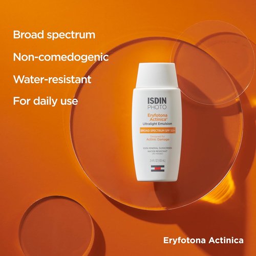 ISDIN Eryfotona Actinica SPF 50+ | Mineral Face Sunscreen with Zinc Oxide | No White Cast, Dermatologist Recommended
