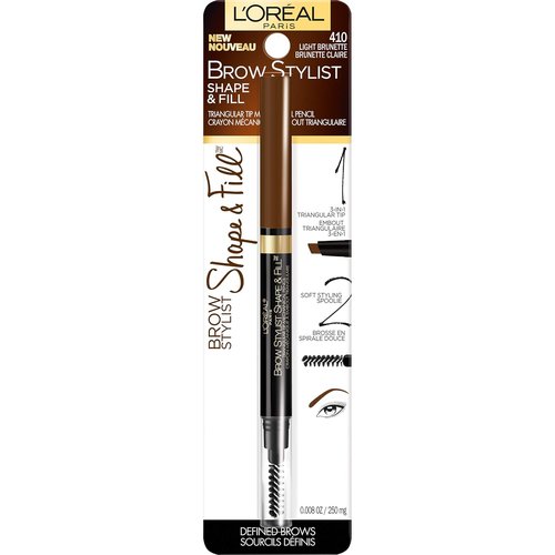 L'Oreal Paris Brow Stylist Pencil - Shape & Fill Mechanical Eyebrow Makeup, Light Brunette, 0.008 oz.