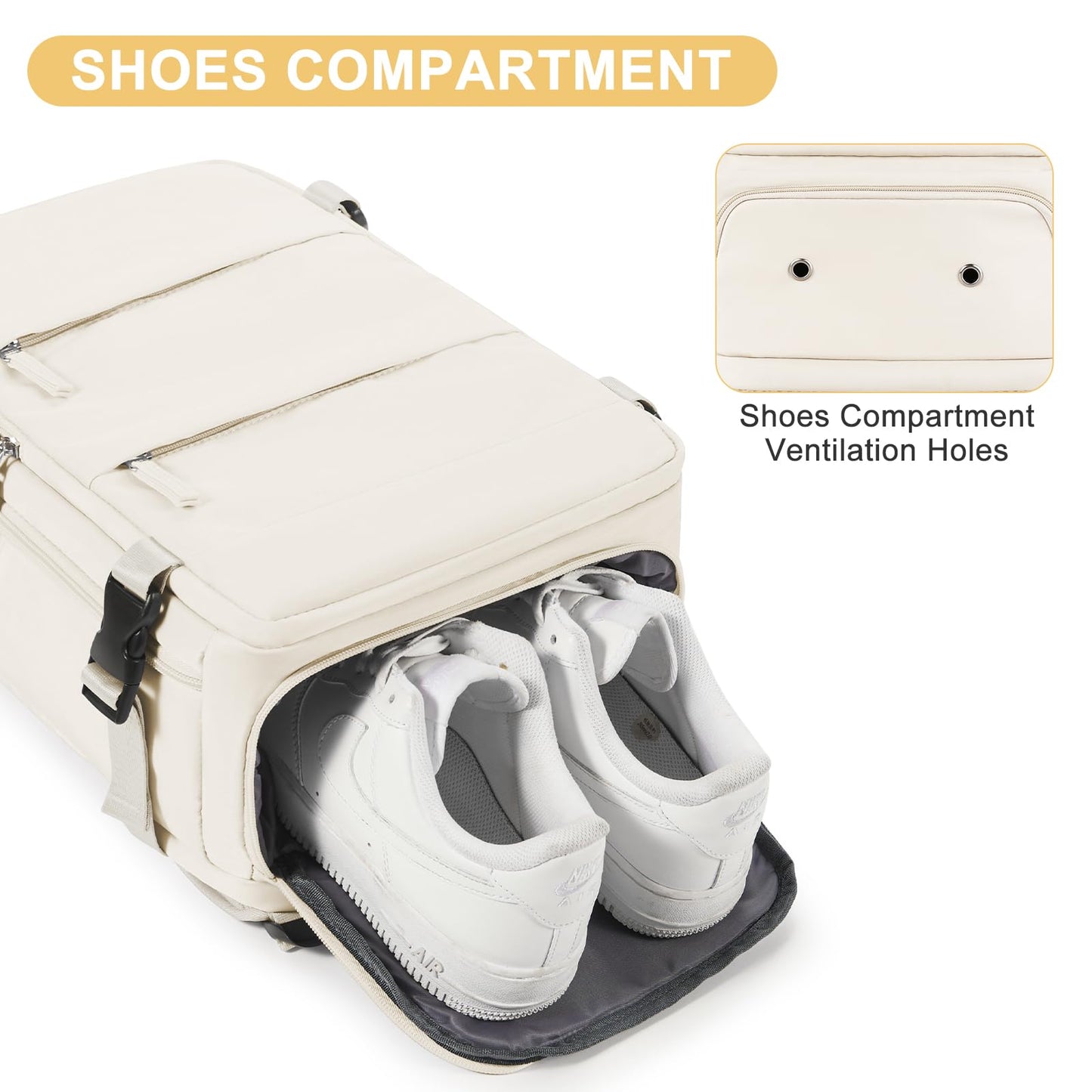 coofay Travel Backpack Carry on Flight Approved Mochila De Viaje Personal Item Backpack for Airlines Frontier Airlines Personal Item Bag Large Backpack for Travel Backpacks for Men Women Beige