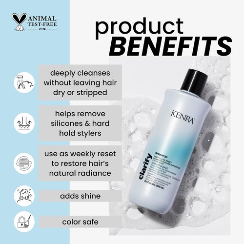 Kenra Clarify Shampoo - Deep Cleansing Formula | Color-Safe | Removes Dulling Deposits & Build-Up