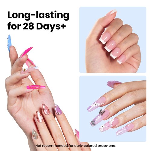 Beetles 20g Solid Nail Glue Gel - No Wipe, Hands-Free Soft Nail Tips Glue for Fake Acrylic Nails, Clear Press On Nails, Nail Extensions, 3D Nail Art, Soak Off Nail Lamp Long-Lasting, Beginner-Friendly