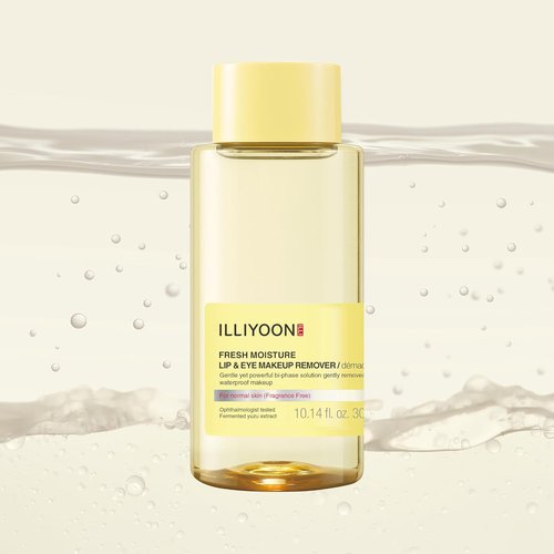 Illiyoon Fresh Moisture Makeup Remover - Gentle Waterproof Lip & Eye Cleanser with Yuzu Extract | 0.14 Fl.Oz (300ml)