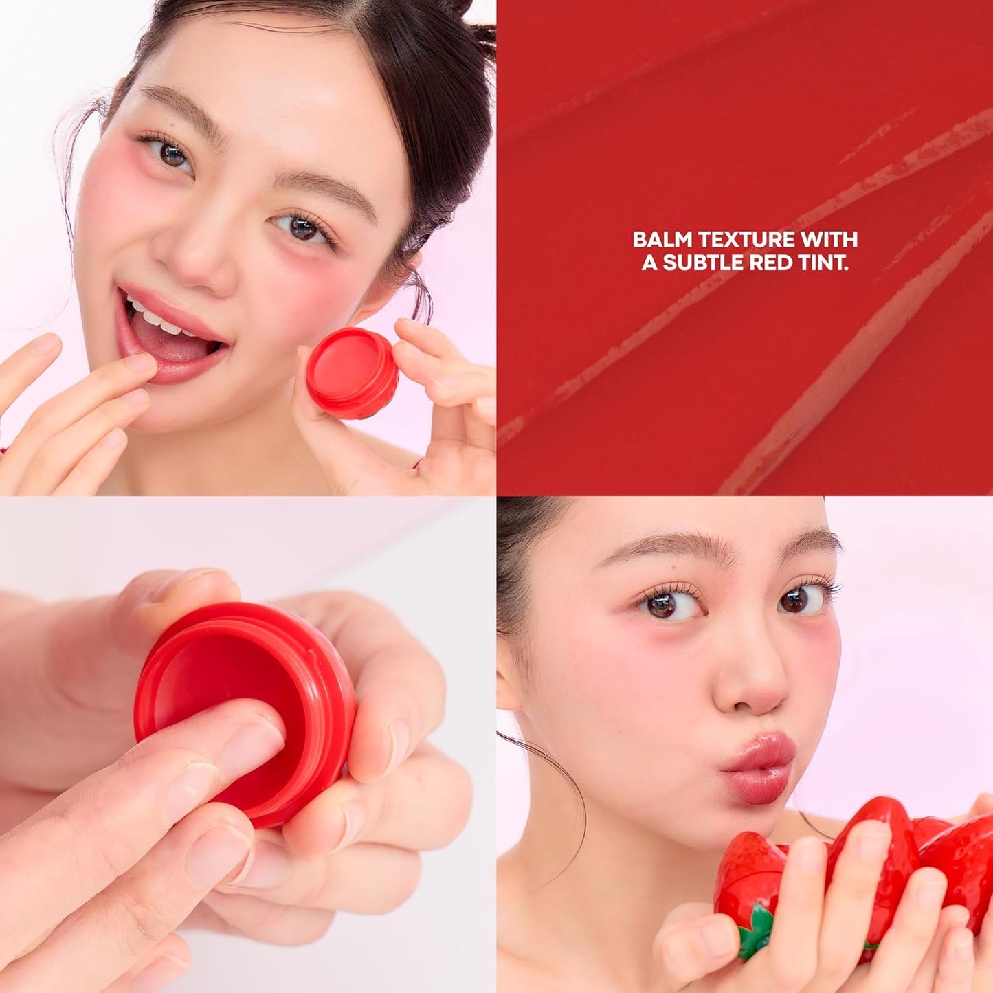 TONYMOLY Mini Strawberry Lip Balm - Hydrating Tinted Balm with Shea Butter & Vitamin E for Soft Lips