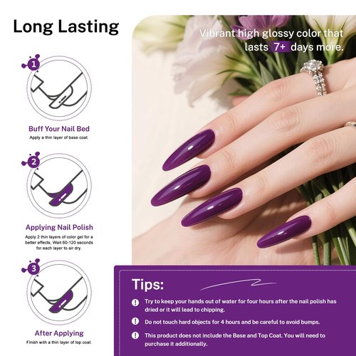 OpenLive 16.5ml Purple Nail Polish Large Volume Quick Drying Nail Polish, Fast Drying and Long Lasting Color Nail Art DIY Home Manicure Gift for Women